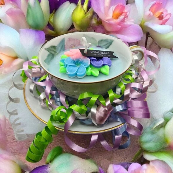 Vintage Noritake ✦ China Dawn 5930 Candle ✦ Soy Wax Cherry Blossom Floral Melt - Picture 3 of 11